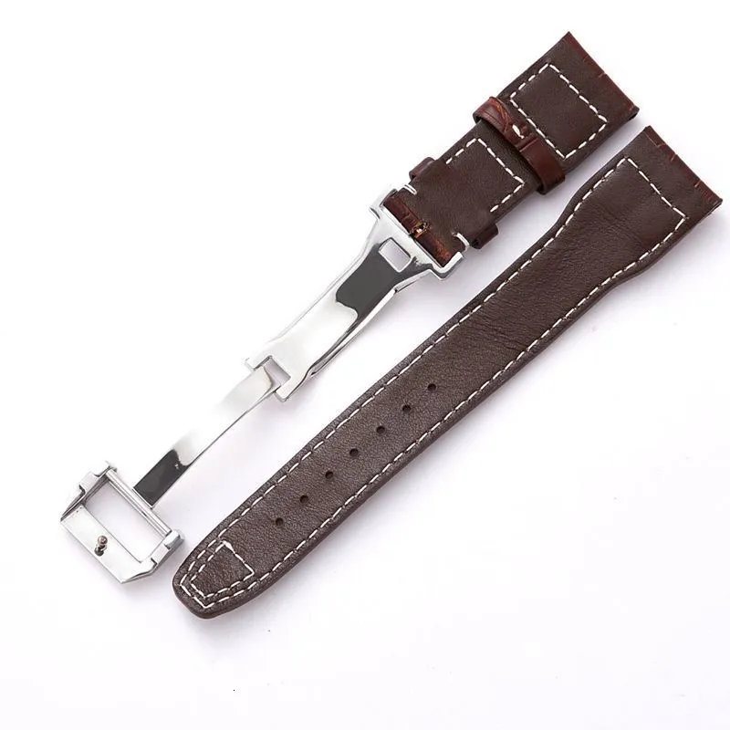 Bracelet de montre en cuir de veau souple véritable de haute qualité pour Bracelet de montre Iwc Mark 17 série 20 22mm Bracelet de ceinture avec Rivet T1907053132