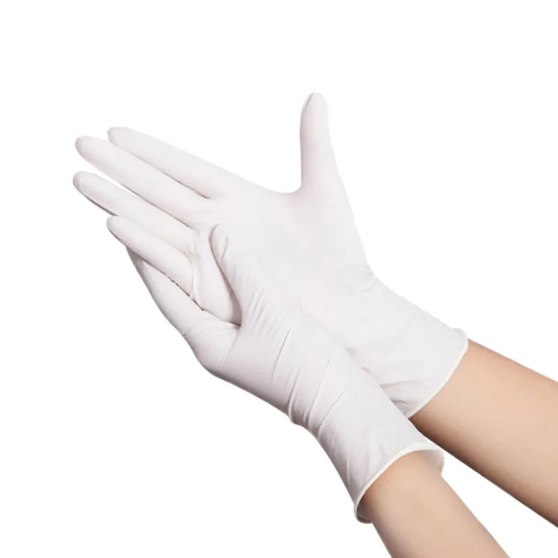 Guantes desechables de nitrilo blanco granular sin polvo, guantes de limpieza sanitaria para el hogar, guantes resistentes a las manchas para el hogar T3I5776