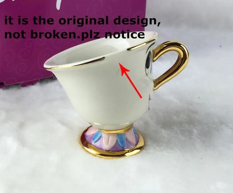 Conjunto de chá dos desenhos animados beleza e bule chip copo conjunto adorável presente criativo chá leite drinkware283j