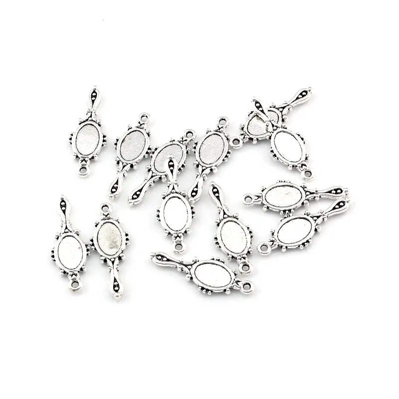 150 st mycket antik silverlegering djävul spegel charm hänger för smycken tillverkar armband halsband diy tillbehör 10x27mm a-588312y