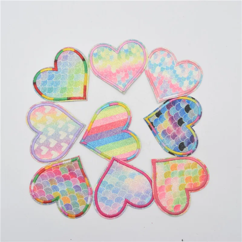 Glitter Patches Heart Padded Felt patches Shape Cloth Accessories for kid children clothes226q