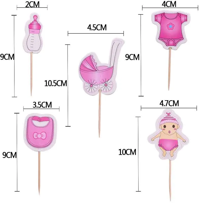 20 pz Baby Shower Cup Cake Toppers Boy Girl Party Decorazione carina Baby Shower Festa di compleanno DIY Cake Topper Supplies1268w