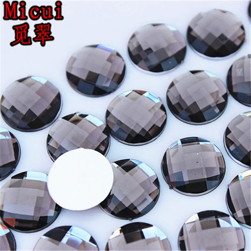 Micui 14 мм круглый кристаллический смеси с плоской смесью цвета акриловый кафат -клей на стрис -кристалсах камни драгоценные камни Нет отверстия для ювелирных изделий CRAF193Q
