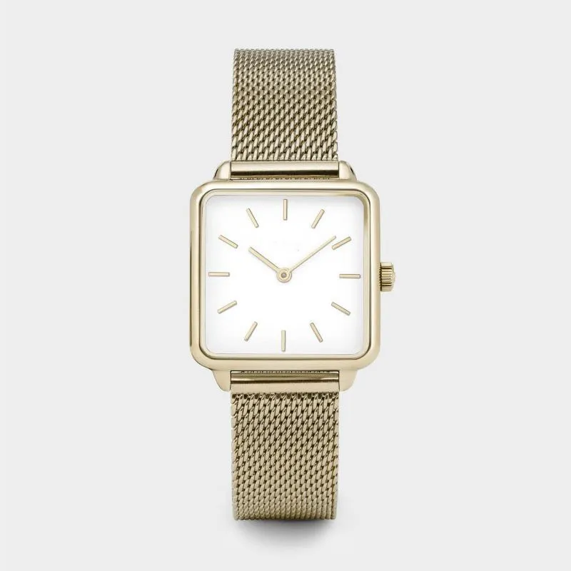 Fashion Square Watches Watches 2020 Kobiety Rose Gold Watches Mesh Watchband Kwarcowe zegarek bez marki WACH 349H