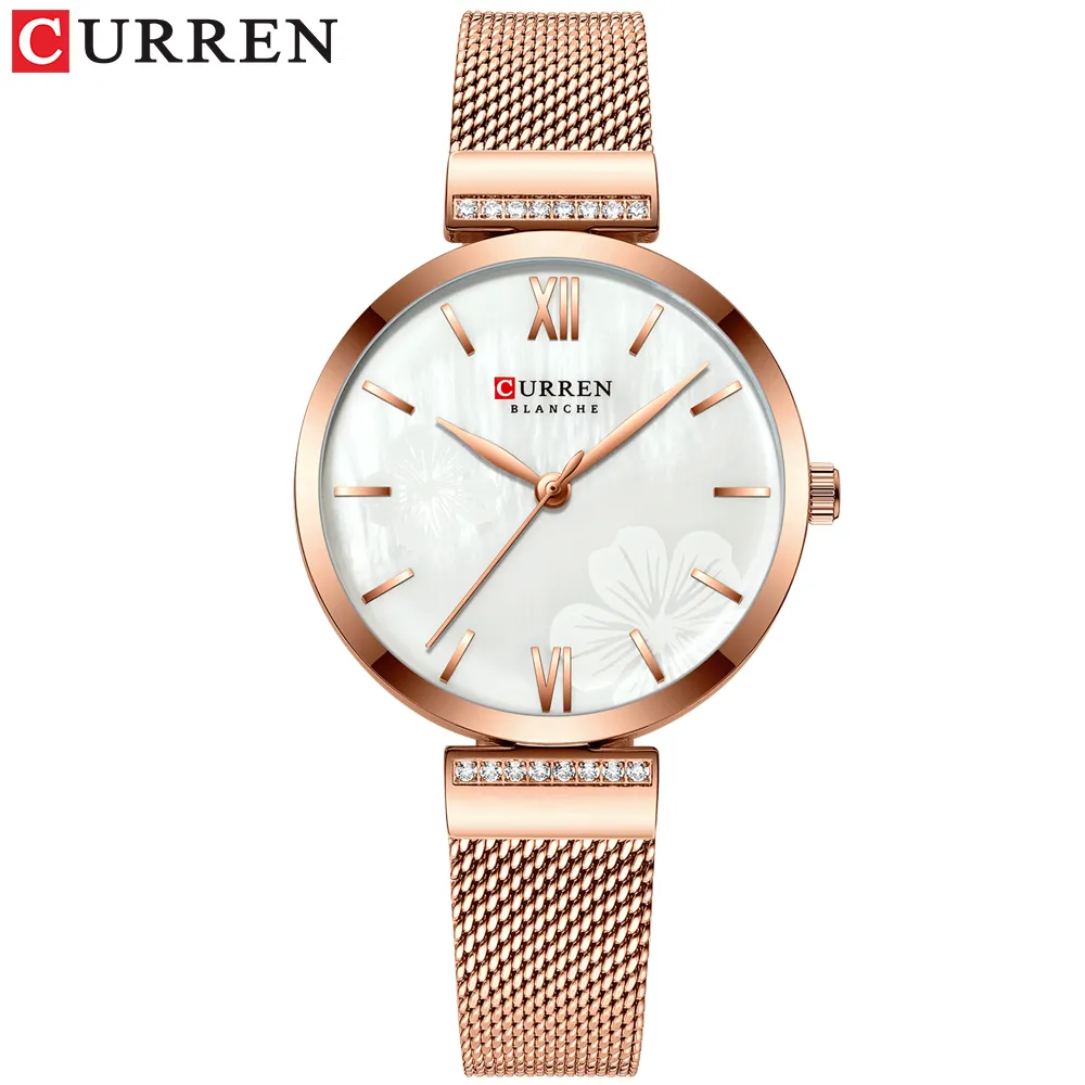 CURREN Relógios Femininos Moda Simples Relógio de Quartzo Senhoras Relógio de Pulso Charme Pulseira Relógio de Aço Inoxidável relogios feminino220A