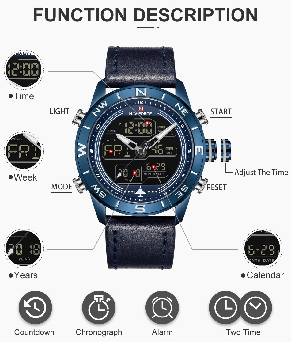 Męskie zegarki Top Brand NaviForce Fashion Sport Watch Men Waterproof Quartz zegar zegarowy zegar wojskowy z zestawem pudełka na 2279