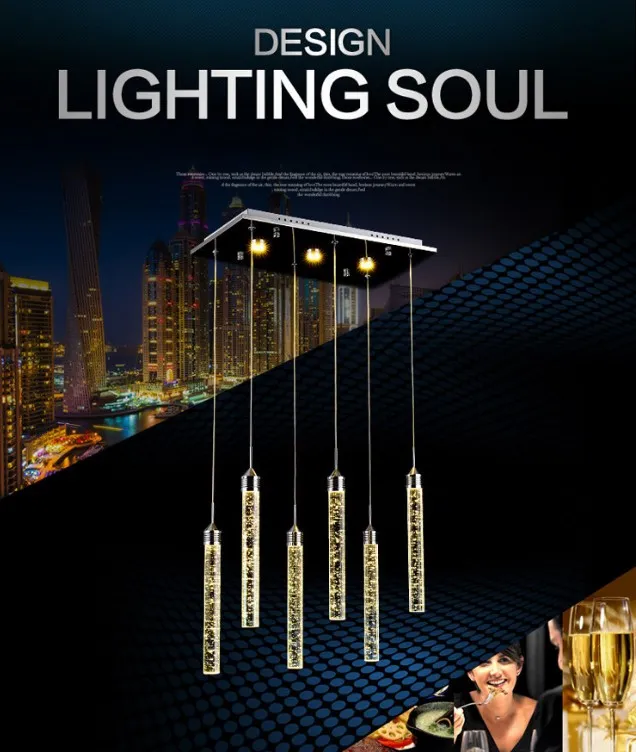 Regal moderne bulle cristal colonne lustres LED Restaurant lampes suspendues lampe d'éclairage personnalité Bar salle à manger salon Lumin237D