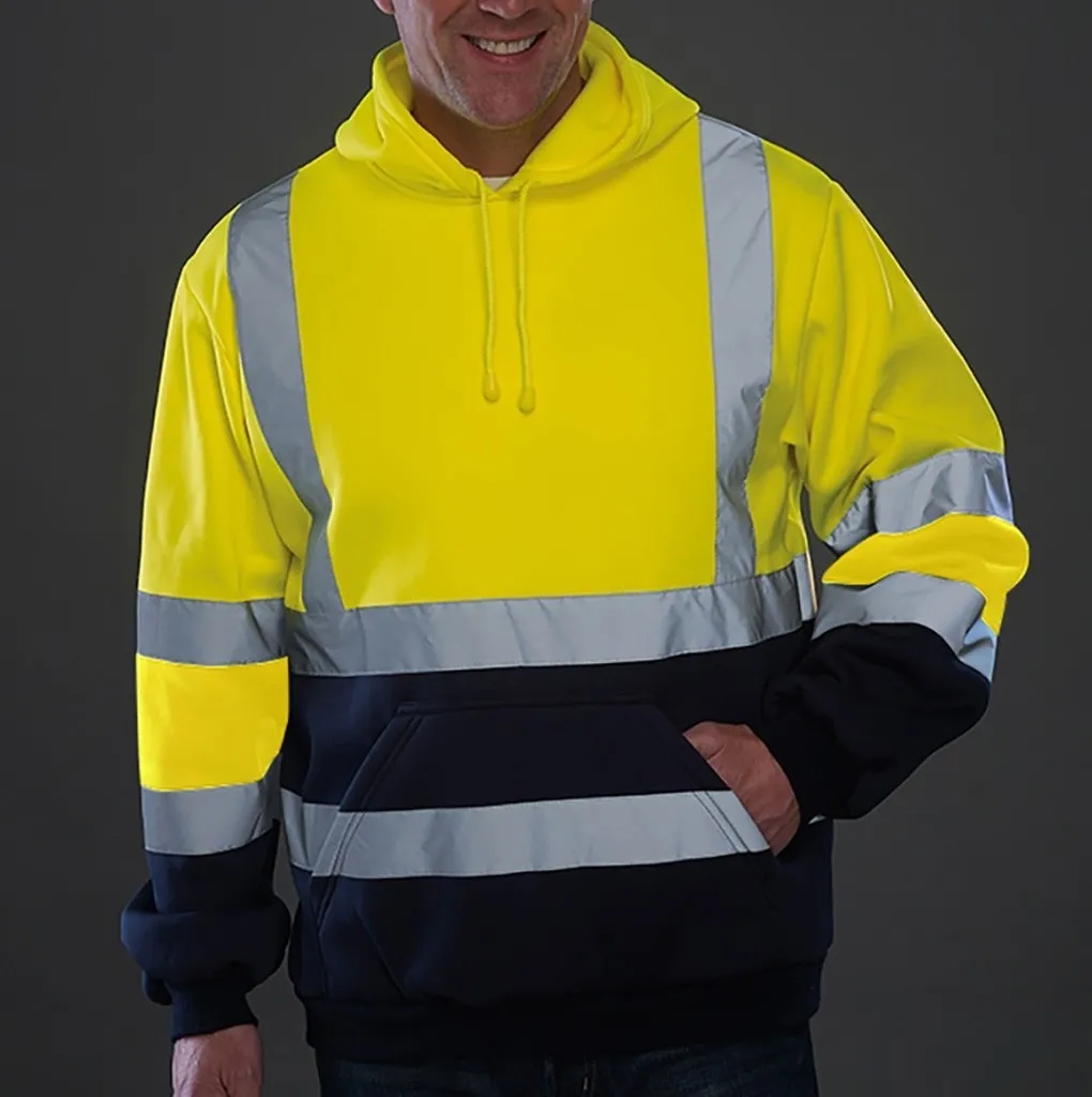 Men's Cycling Jackets Mens Road Work High Visibility Pullover Long Sleeve Hooded Sweatshirt Tops Blouse Sport Run Jacket311U