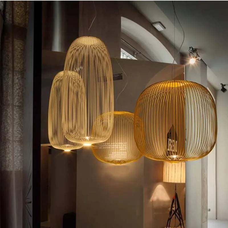 Nordic Foscarini Rayons Galerie Lampes Suspendues Creative Cage À Oiseaux Design Salon Restaurant Decro Suspension Luminaires265A