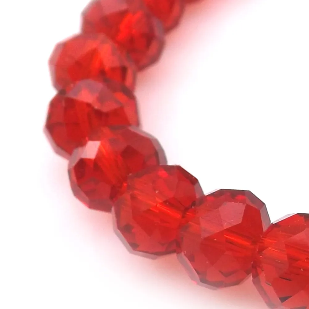 Red Color 8mm Faceted Crystal Beaded Bracelet For Women Simple Style Stretchy Bracelets Whole246h