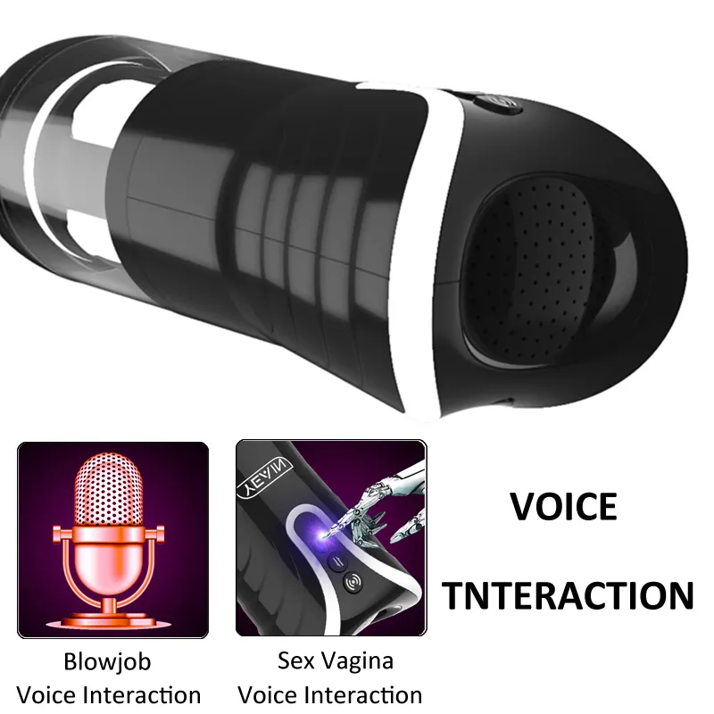Yeain Mamada Máquina de Succión Masturbador Masculino Para Hombre Empuje Interacción de Voz Vibrador Vagina Coño Real Juguetes Sexuales Para Hombres Y19062602