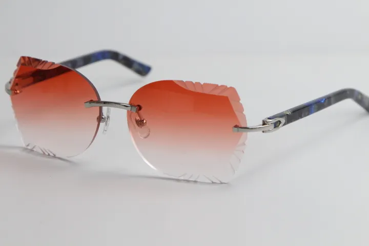 Белые солнцезащитные очки без оправы, новые модные винтажные очки высокого качества, очки для вождения на открытом воздухе, линзы с гравировкой2251