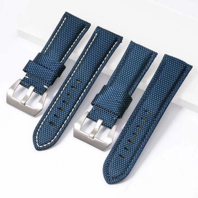 22mm 24mm 26mm Hohe Qualität Nylon Stoff Blau Schwarz Leinwand Uhrenarmbänder Für Pamerai Uhr Strap Band Männer der Armbanduhr Armband2598
