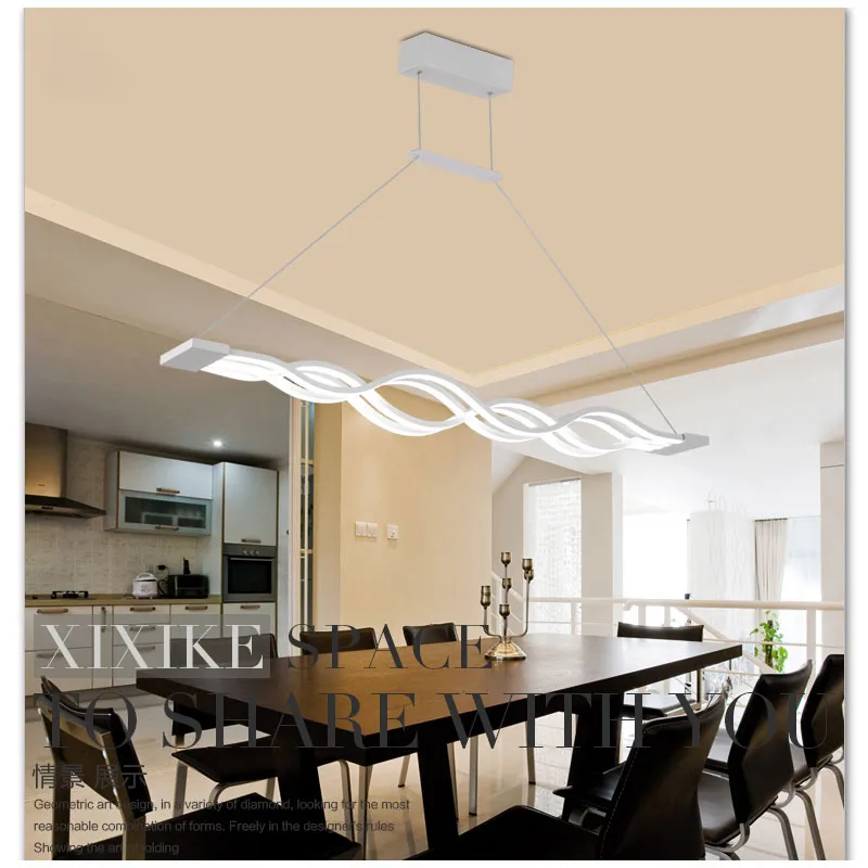 120CM White Black modern pendant lights for dinning room livingroom kitchen dimmable led Hanging Lamp lamparas Wave shape332L