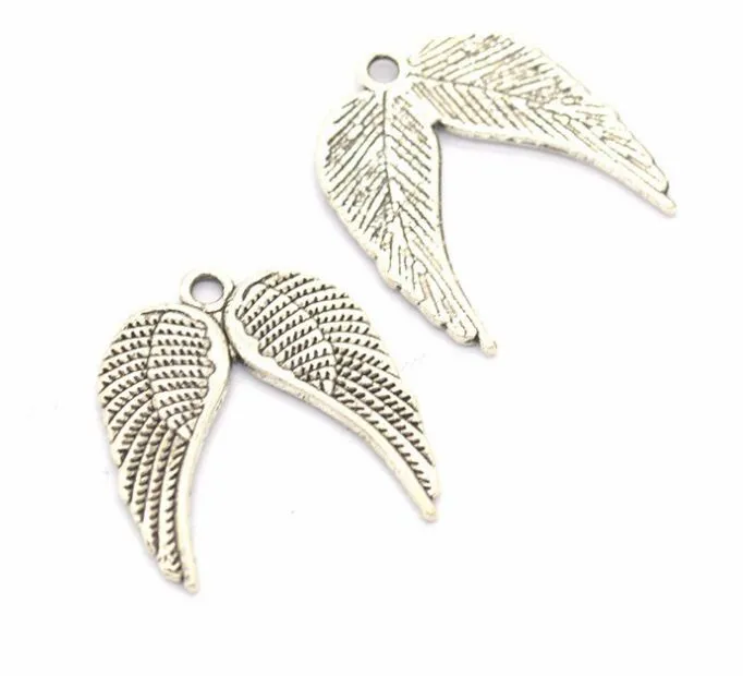 / antique en alliage d'argent ailes d'ange coeur charmes pendentifs pour bijoux à bricoler soi-même faisant des résultats 21x19mm264S