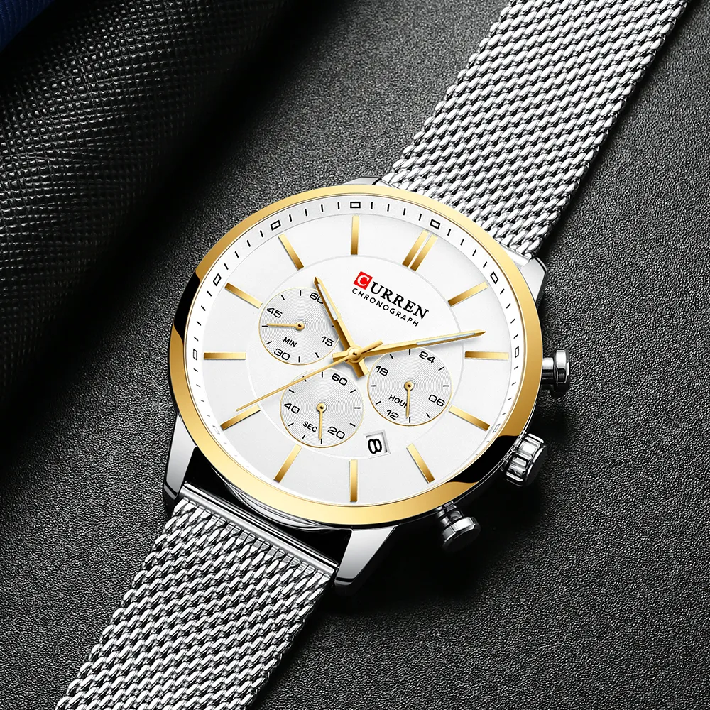 New Curren Watch 남자 크로노 그래프 석영 비즈니스 남성 시계 최고의 브랜드 럭셔리 방수 손목 시계 reloj hombre saat250j