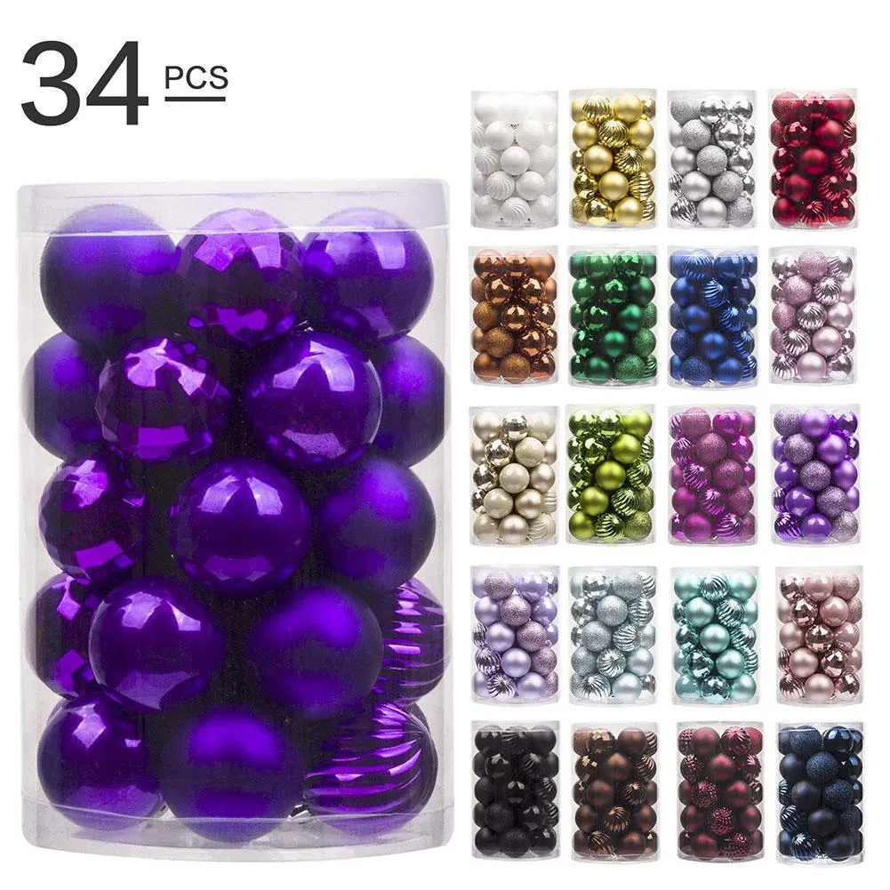 34 Uds bolas de Navidad decoraciones para árboles de Navidad adornos de Navidad 4CM bola de decoración navideña regalos de Año Nuevo 253z