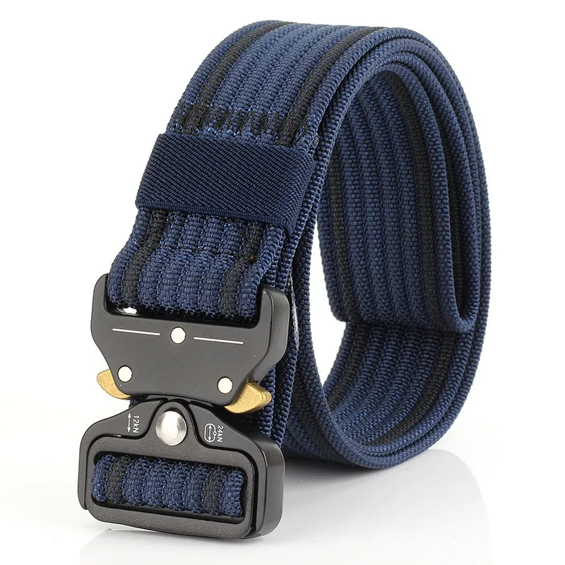 Ceinture tactique pour hommes en plein air Ceinture en nylon avec boucle en métal pour hommes Ceinture à dégagement rapide Sangle robuste Ceintures réglables militaires 3 8244O