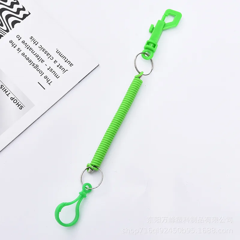 DHL Elastic Coil Stretch Tether Key chain Ring For Fishing Lobster Clasp Hook Lockable Key Cord key koord Sleutel282e