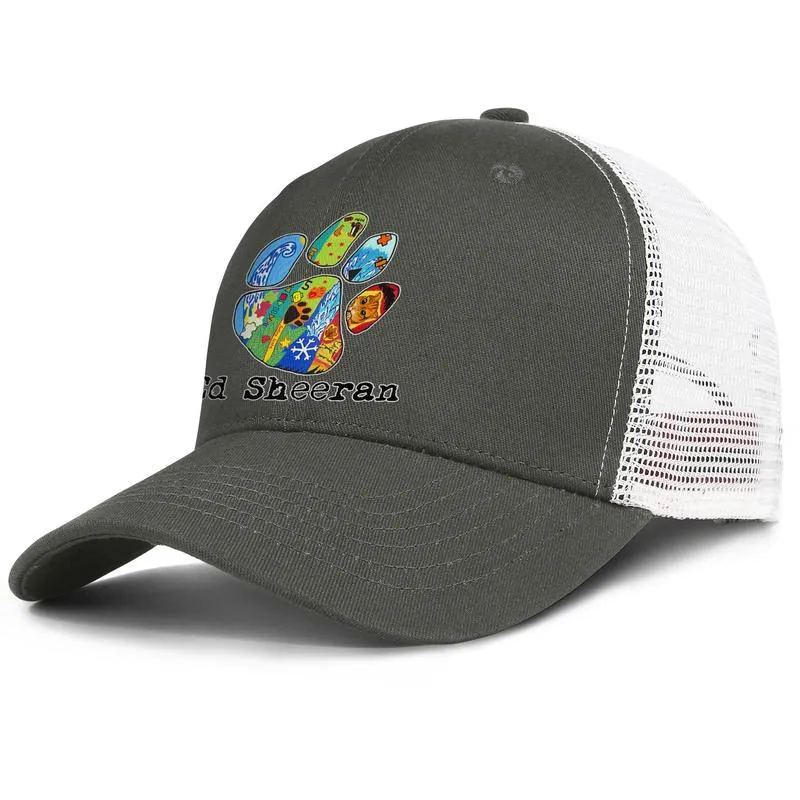 Ed Sheeran 5 Album ArmyGreen Męs i Women Trucker Cap Ball Design Fitted Youth Mesh Hats Paw Design Logo Divide Kształt You2336108