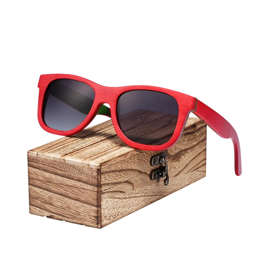 Barcur New Skateboard Wood Sunglasses Men Polarized Uv400 Protection Sun Glasses Women With Wood Box Free C19022501 252m