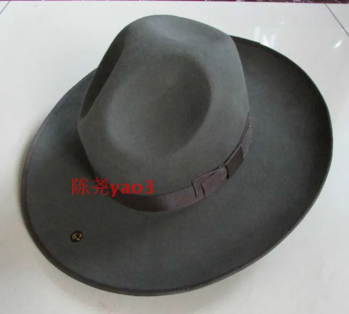 رجال 100 ٪ من الصوف فيدورا قبعة واسعة الحافة كبيرة الحجم 12 سم قبعة الصوف الأزياء الأسود من الصوف