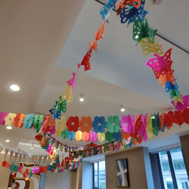 Colorful paper garland valentine's day Kids birthday party Banner Flag Wedding hang Pennants Wedding Banner Decor Supplies fl2660