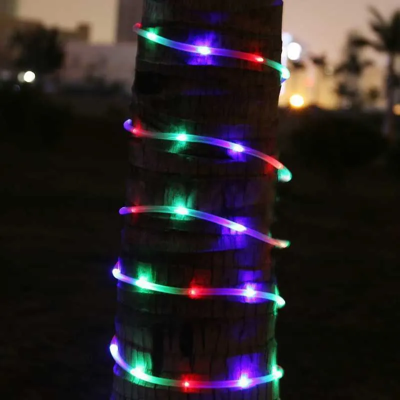 سلاسل أنبوب حبل شمسية 10 أمتار LED Solar Strip String Fairy Light Strings مقاومة للماء في الهواء الطلق حديقة شمسية عيد الميلاد ديكور Light206z