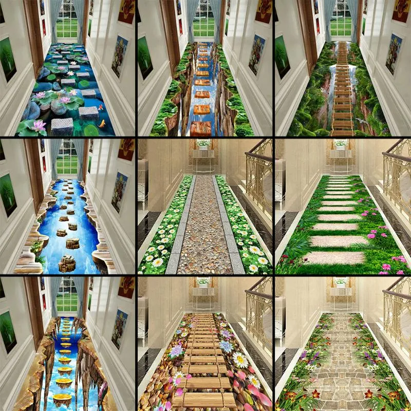 3D Printed Grassland Road Rug Kids Room Soft Flannel Area Rug Living Room 3D Fun Adventure Corridor Mat Carpet1319z