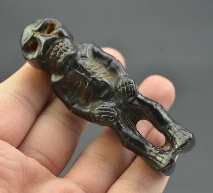 Starożytna Jade i Old Jade Culture Meteoryt szkielet szkieletu i statua Man Wiselant279p