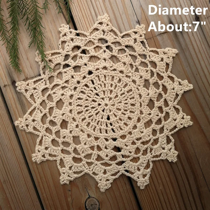 of 12 design Nice Happy flower Crochet pattern round doilies - Diameter 6 -7 -8 -9 handmade tab2566