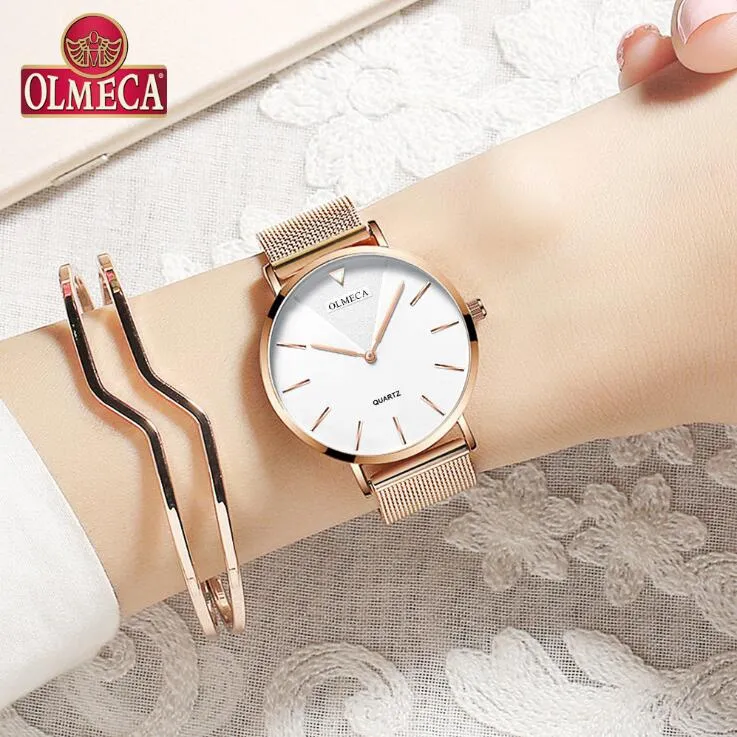 New Simple Fashion Watch Women Lady Watch Quartz Ins Style Ultrathin Stainless steel 30M WaterProof264z