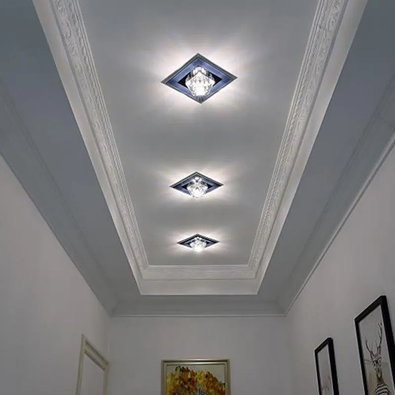 Vierkante Glazen Basis Ruit Kristallen Plafondverlichting LED Gangpad Gang Plafondlamp Creatieve Woonkamer Veranda Entree Lighting301C
