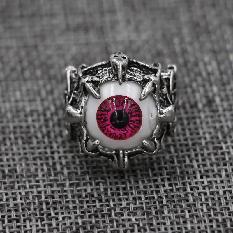 Mannen vintage draak klauw kwade oog schedel ring imiteren roestvrij staal biker ringen duivel oogbol Halloween partij rekwisieten mannelijke sieraden 6 stijl