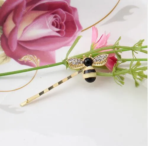 Nieuwe Kleurrijke Meisjes Haarspeldjes Flying Bee Haar Clip Pins Leuke Roze Zwart Haar Sieraden Strass Haaraccessoires Haarspelden GB303n