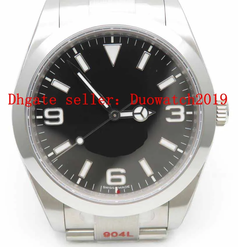 Męskie luksusowe zegarki biznesowe Edition Automatyczne Cal 3132 ruch ARF 904L STAL SIDY BEAD Black 214270 Sapphire Explorer 114270 F340R