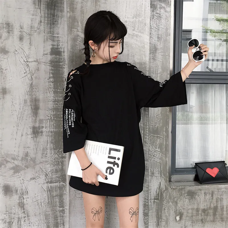 Dames Lente Zomer Koreaanse Chic Retro Mode Ring Afdrukken Losse T-shirts Studenten Vrouwelijke Harajuku Kleding Tshirt voor Dames Y19042202