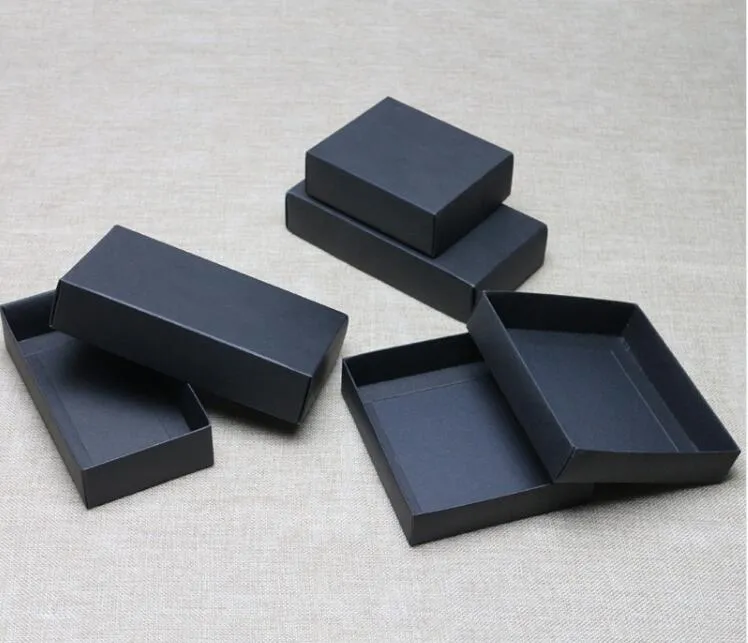 10 sizes Kraft Black White Cardboard Box With Lid Kraft Paper Blank Carton Box DIY Craft Gift Packaging Boxes238J