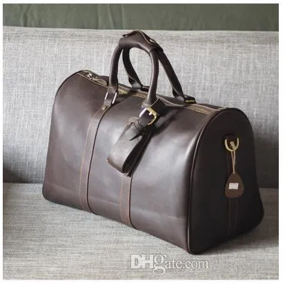 2019 New Fashion Men Lomen Travel Bag Duffle Bag Leather Luggage Handbags大容量スポーツバッグ62cm293g