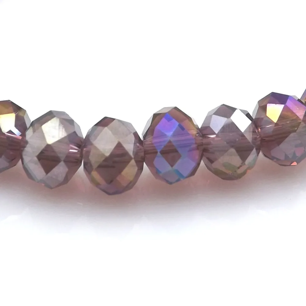 Purple AB Color 8mm Faceted Crystal Beaded Bracelet For Women Simple Style Stretchy Bracelets Whole3217
