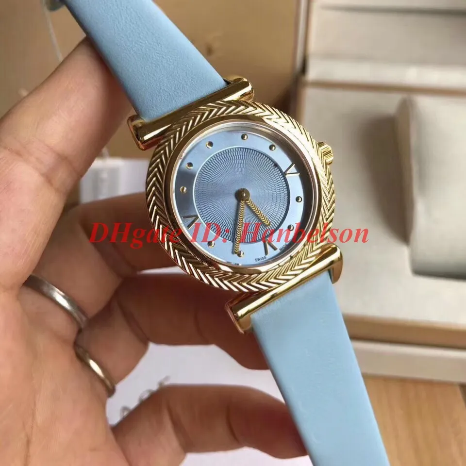Fashion Red Damen Luxus Uhren Woman Quartz Orologio di Lusso High Quality Arear Case en cuir Boucotte pliante Wristwatch208J