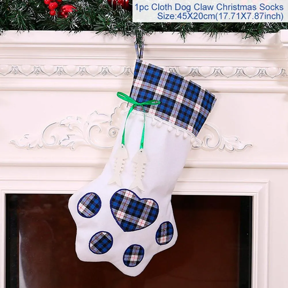 Qifu pet cão meias de natal meias sacos de presente de natal presentes pacote enfeites de árvore de natal feliz ano novo 2020241y