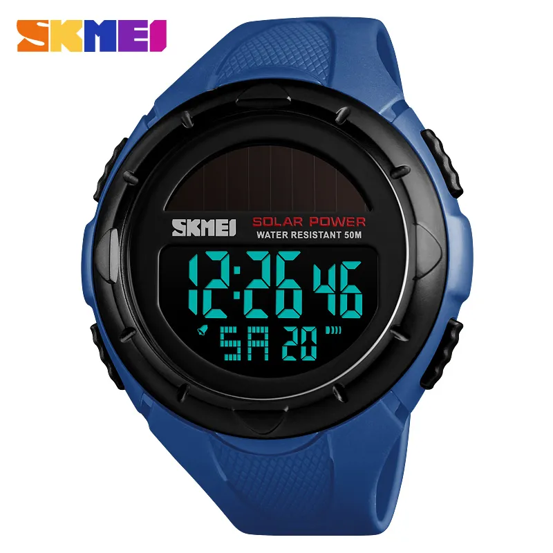 SKMEI Uomo Orologi luminosi Sport Digital Orologi da polso da uomo Solare alimentazione Allarme ambientale Orologio maschile reloj hombre 1405289n