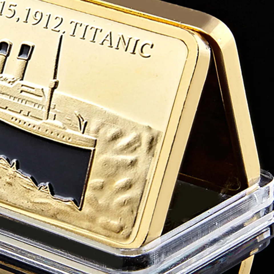 Nieznetyczny kwadrat 24K Gold Gold Titanic Craft Pougenir Monety Pamiarcze BARDA PAMPEMNE BARDOMY DOMOWE DOMOWE KOLEKCJA SZTUKA1805209