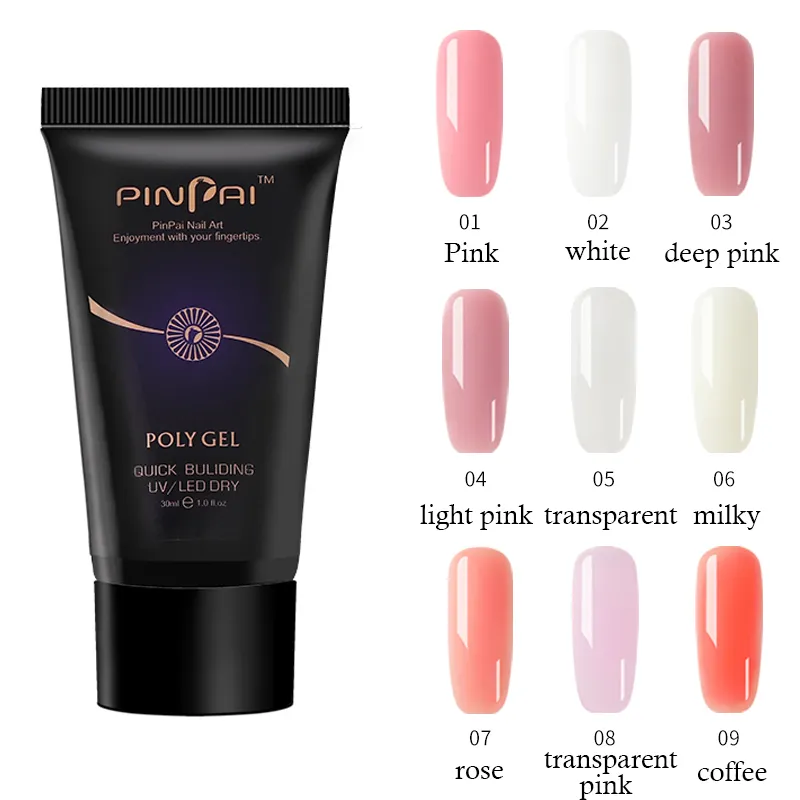 PINPAI 30ML Poly Gel Sextensions UV LED Extend Builder Nails Acrylic Gel Manicure لبناء نصائح فن Pink White Clear9066634