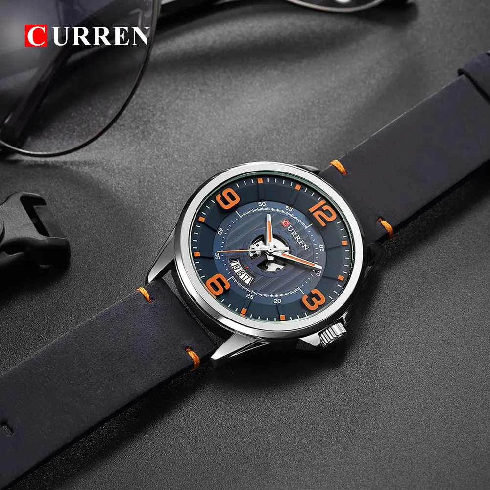 Montres pour hommes Top marque CURREN montre-bracelet en cuir analogique armée militaire Quartz temps homme étanche horloge mode Relojes Hombre199c