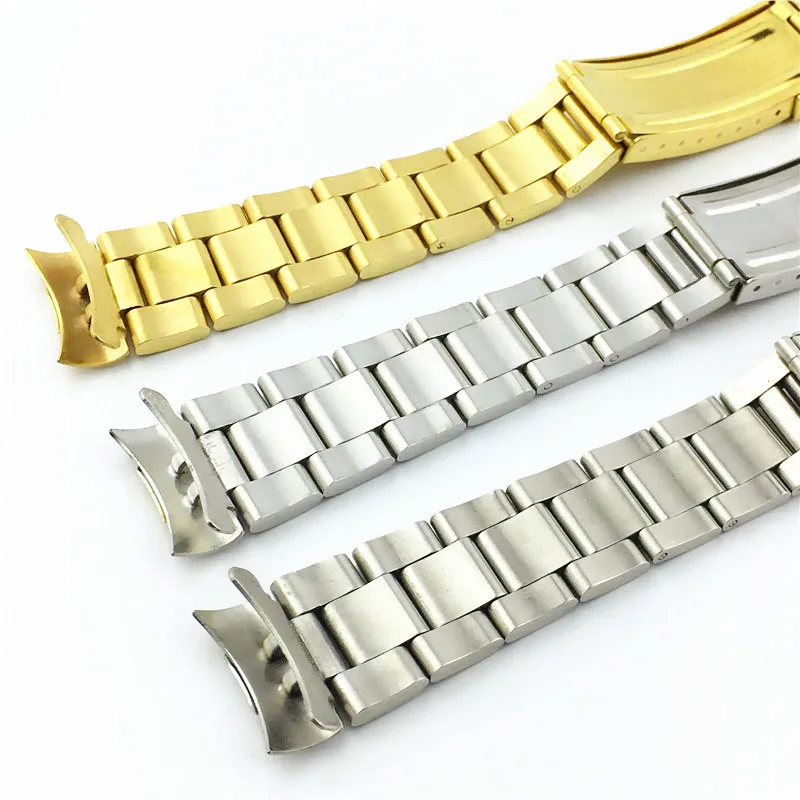 Nytt WatchBand Watch Band 20mm män full rostfritt stål fjärilslås guld silver för ROL GMT -strap269v