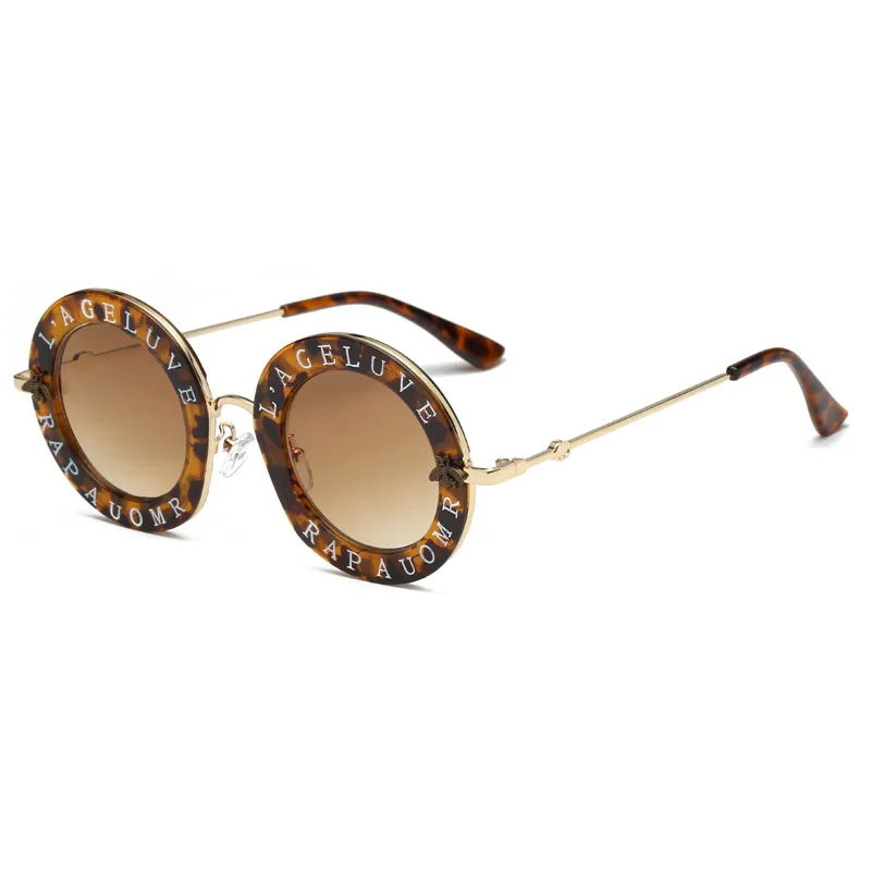 Herrenmode Retro Runde Sonnenbrille Englische Buchstaben Little Bee Sonnenbrille Herren- und Damenmarken Brillen Designe232g