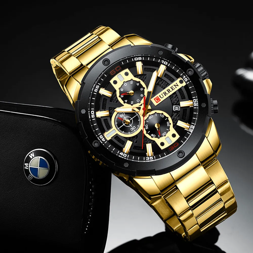 Curren Sport Quartz Men's Watch New Luxury Fashion rostfritt stål armbandsur kronografklockor för manlig klocka reloj homb294s