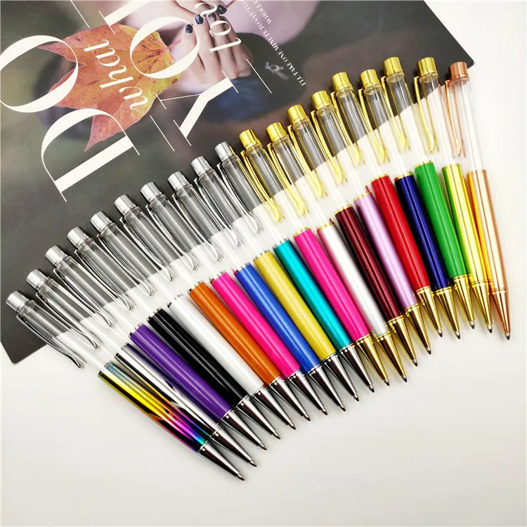 Yaratıcı Boş Tüp Tükenmez Kalem Kendinden Dolumlu Metal Kristal Ballpen Rulo Tükenmiş Kalem Ile Sevimli DIY Yazma Hediye DLH381